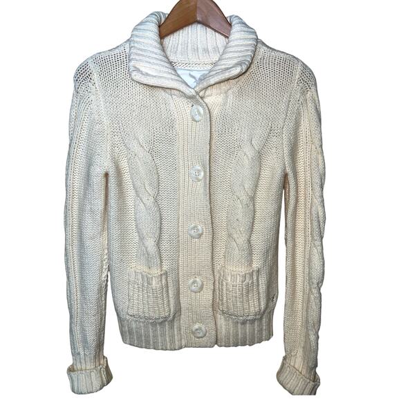 Vintage Y2K American Eagle Cardigan Sweater Womens Medium Cable Knit Fisherman - Picture 1 of 11